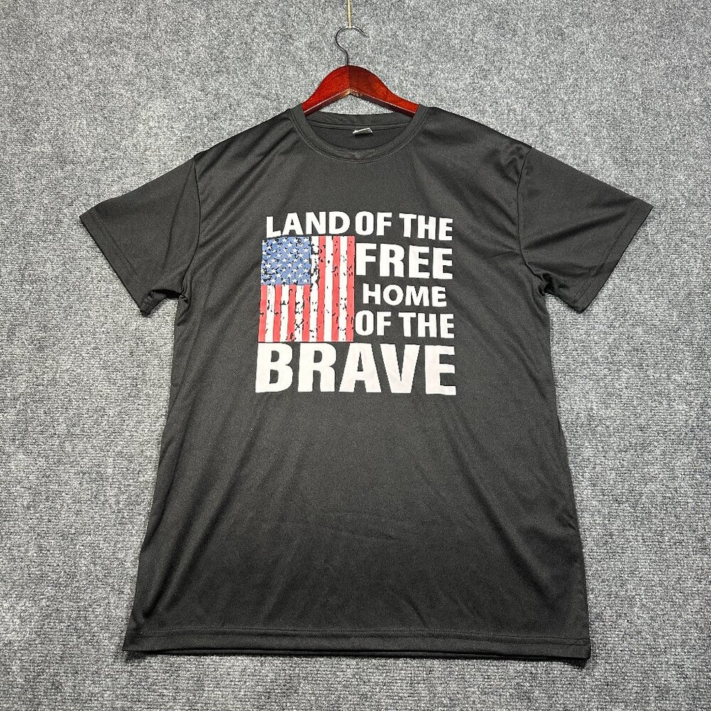 Land of the Free Home of the Brave Tee Shirt Mens Large Short Sleeve Crew Neck
